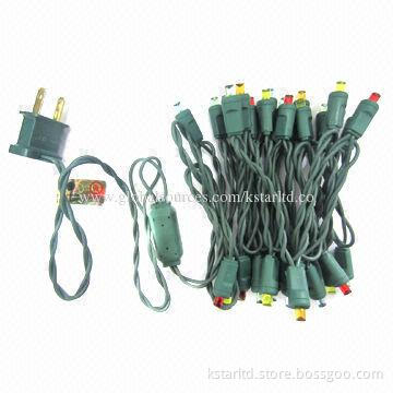 UL Listed LED String Light with 5MM Concave LED, Green Wire, 36" Lead, 3" Bulb Spacing